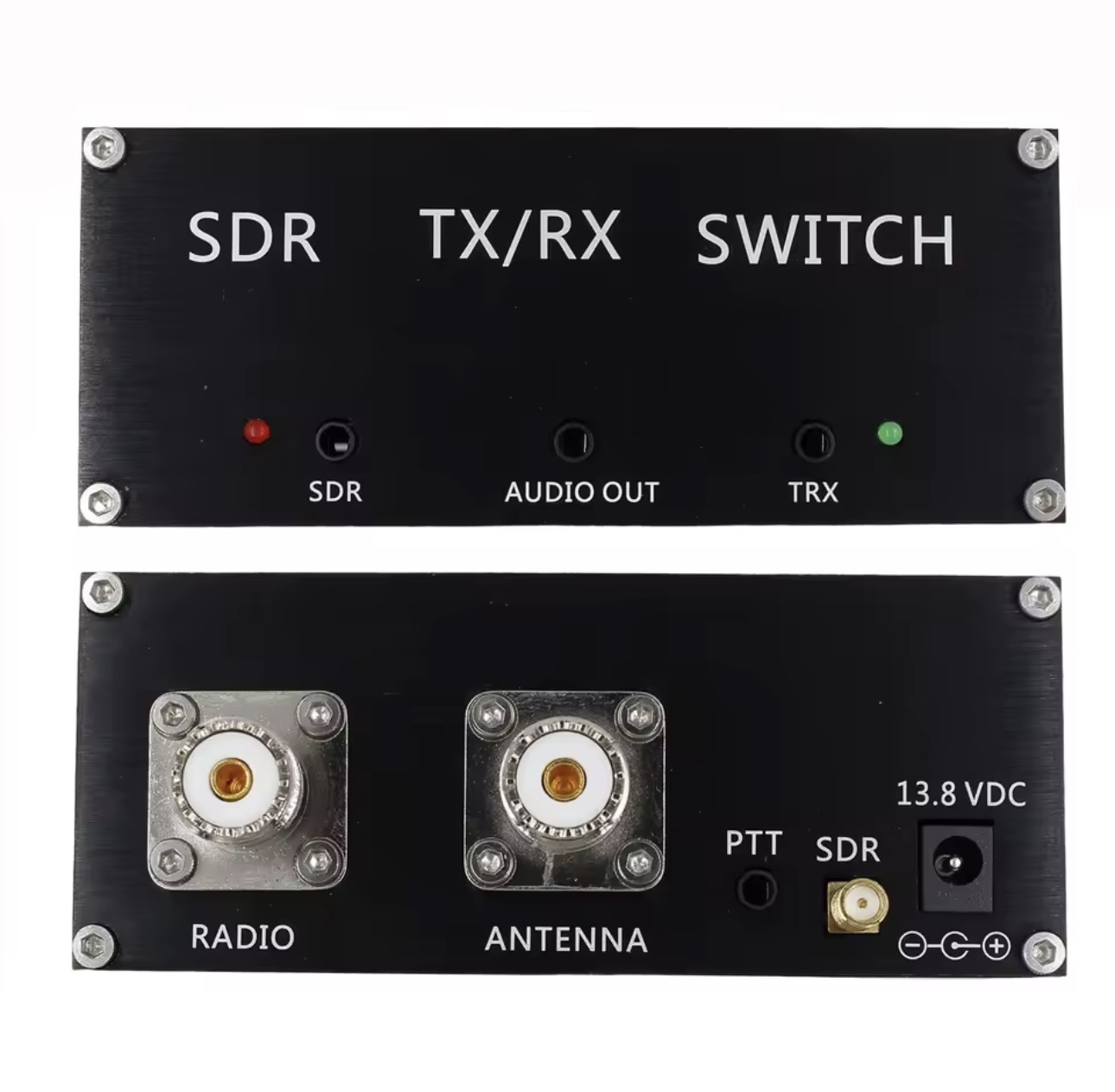 Commutateur SDR TX/RX Switch TR-2026 — face avant et arrière